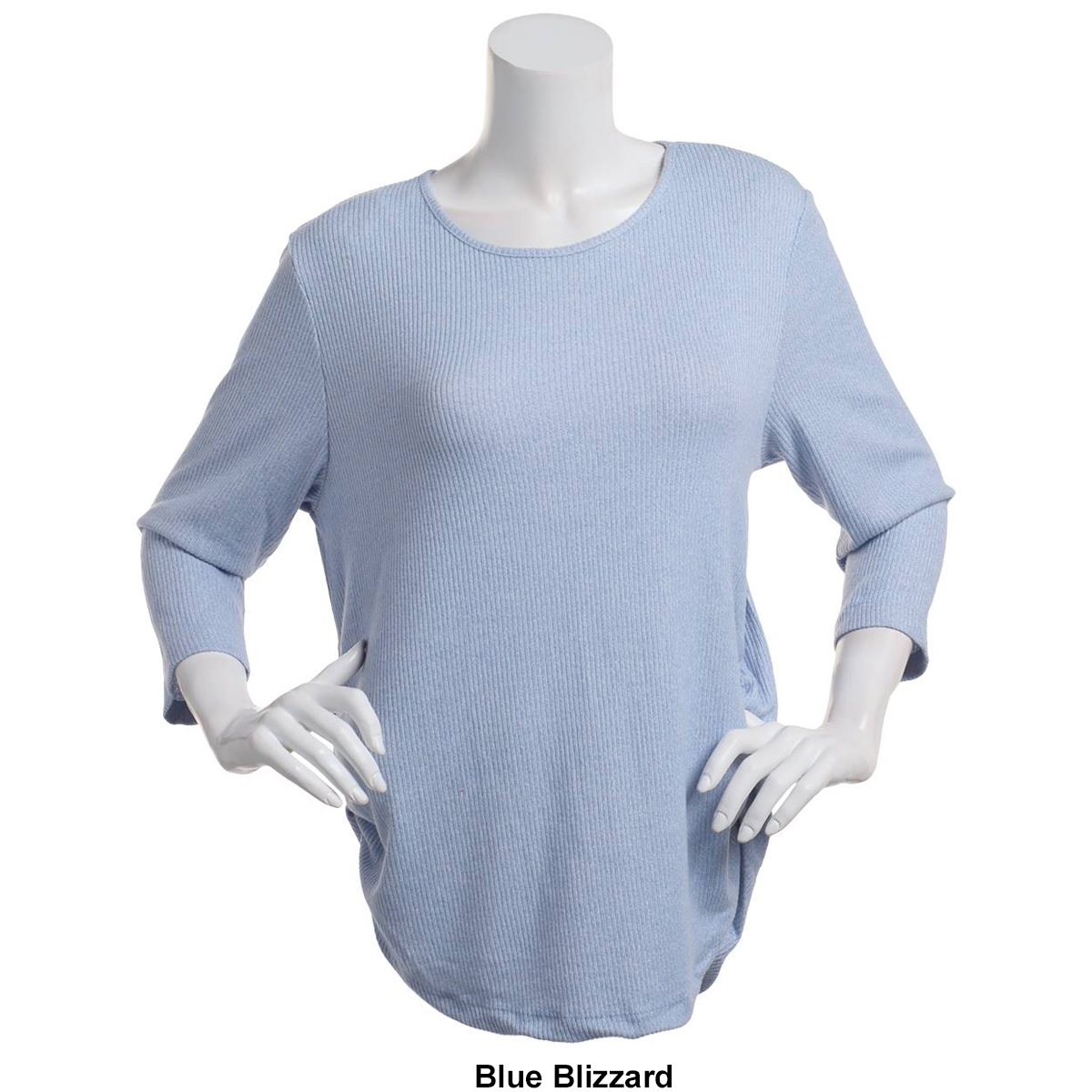 Petite Bonnie Evans 3/4 Sleeve Solid Ribbed Hacci Tee