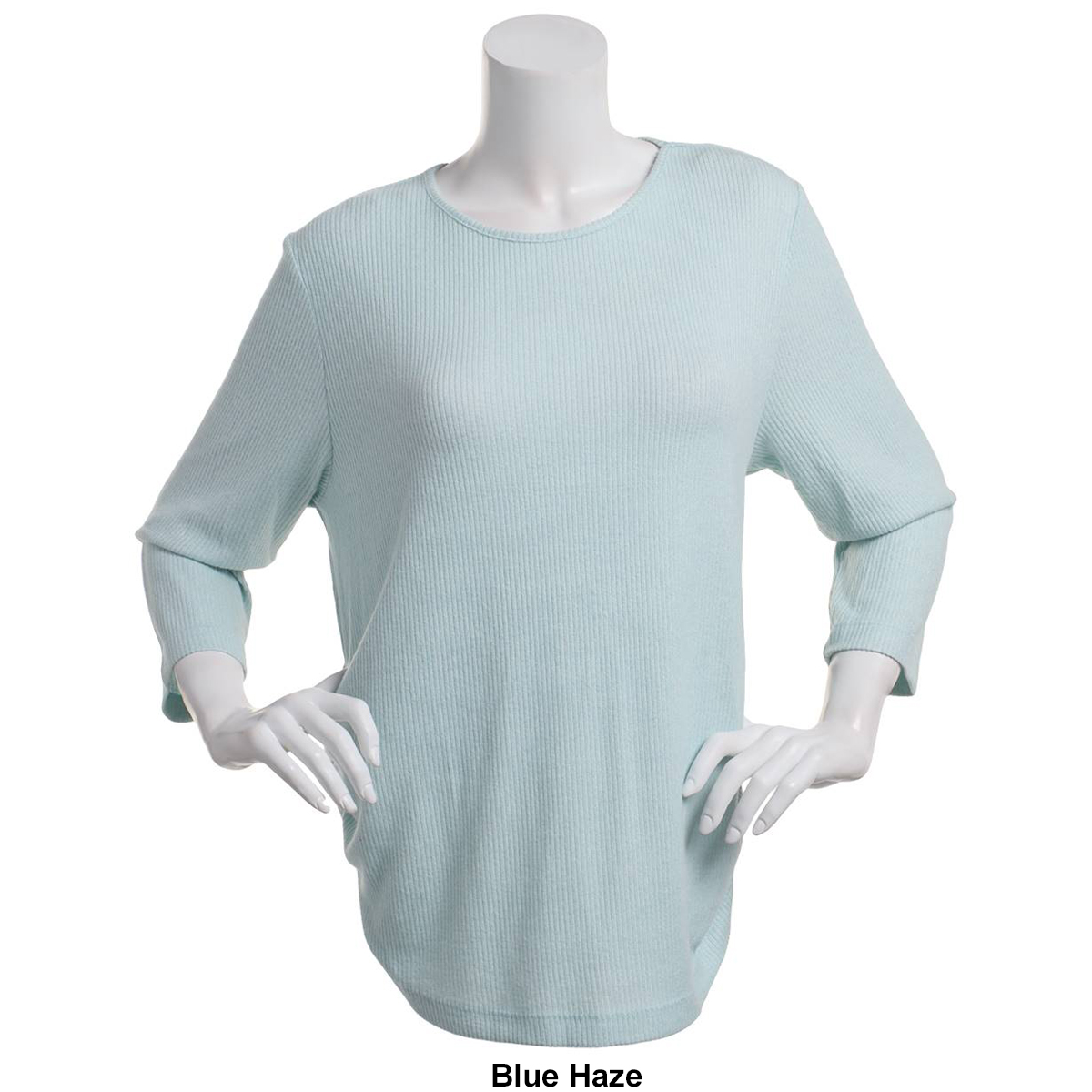 Petite Bonnie Evans 3/4 Sleeve Solid Ribbed Hacci Tee