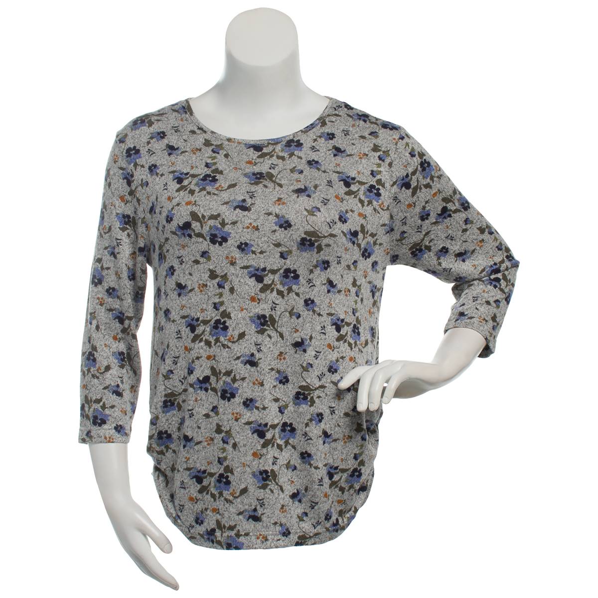 Womens Bonnie Evans 3/4 Sleeve Marled Pansy's Tee