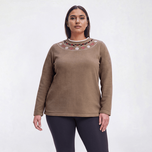Plus Size Bonnie Evans Fair Isle Holly Fleece Sweater