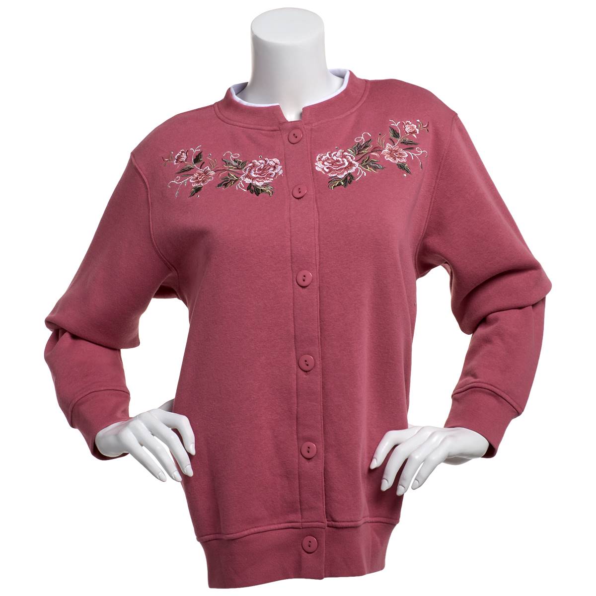 Womens Bonnie Evans Embroidered Rose Vine Cardigan