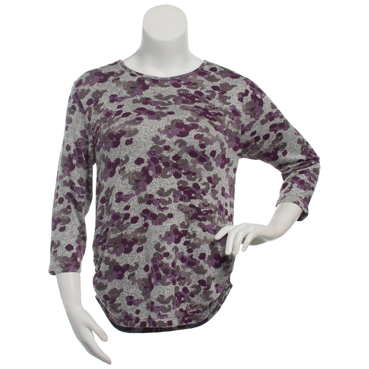 Petite Bonnie Evans 3/4 Sleeve Abstract Camo Floral Tee