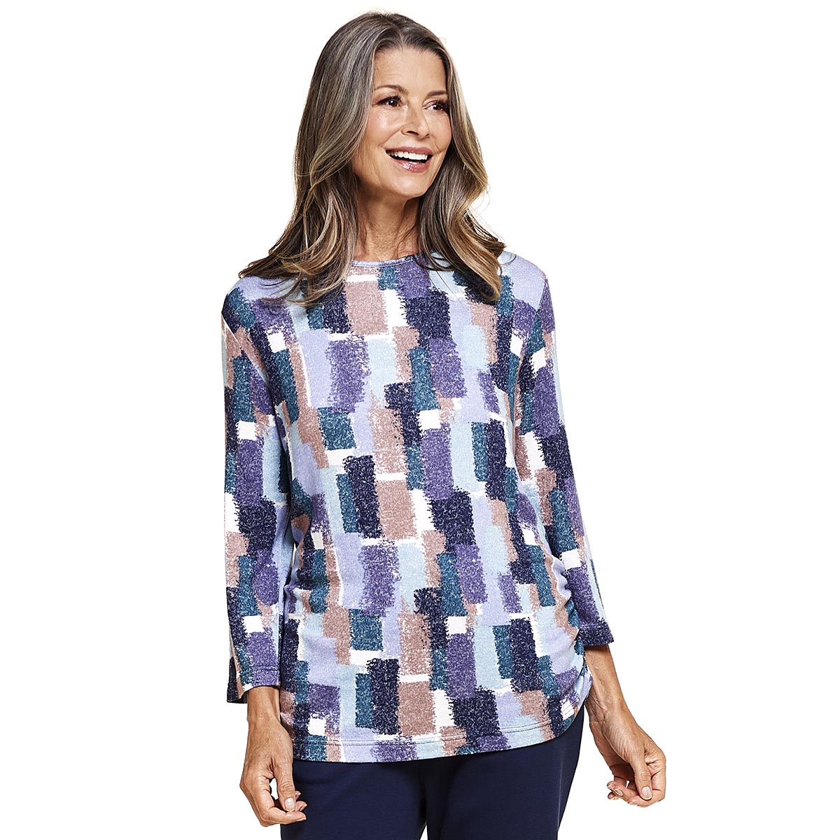 Petite Bonnie Evans 3/4 Sleeve Brushed Tile Tee