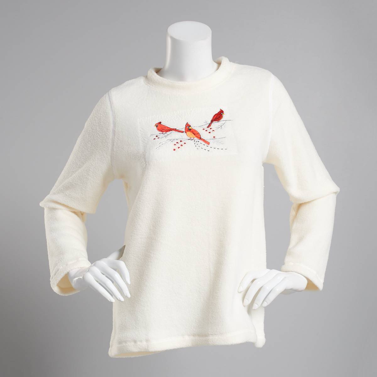 Womens Bonnie Evans Cardinal Trio Embroidered Polar Fleece Top