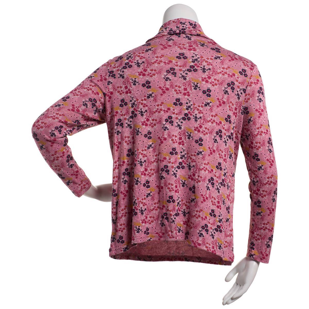 Petite Hasting & Smith Long Sleeve Cowl Neck Floral Hacci Top