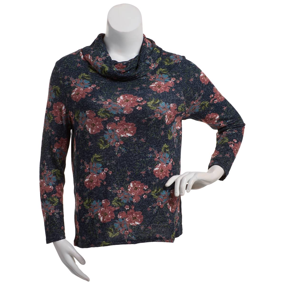 Womens Hasting & Smith Long Sleeve Cowl Neck Floral Hacci Top