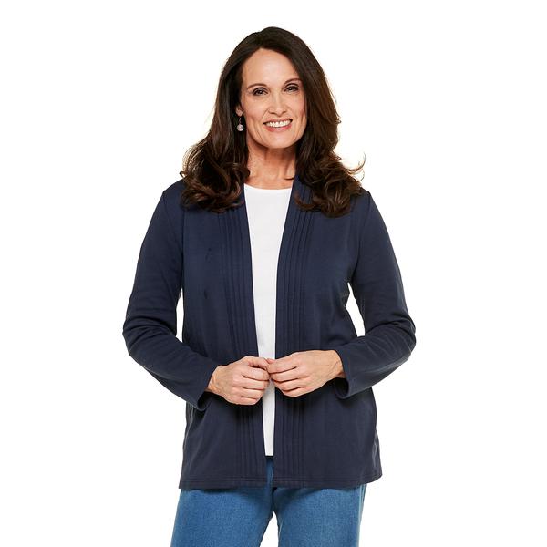 Womens Hasting & Smith Long Sleeve Pleat Front Open Cardigan