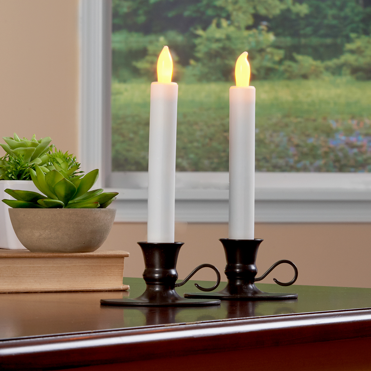 Flameless LED Window Candles With Timer