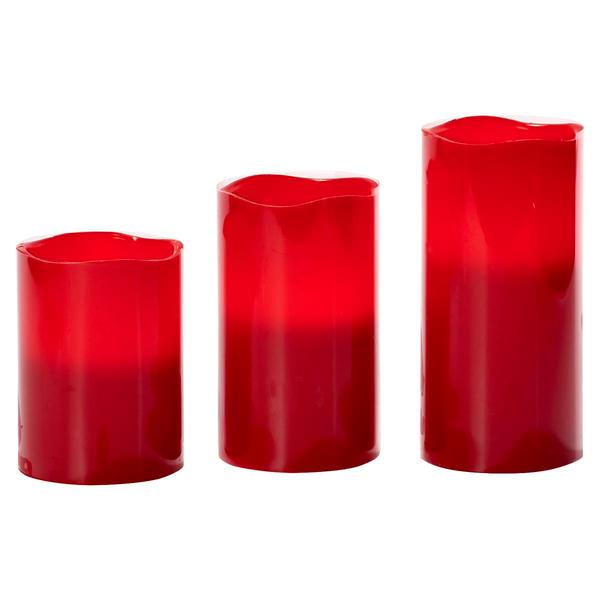 Red 3pc. Pillar LED Candle Set