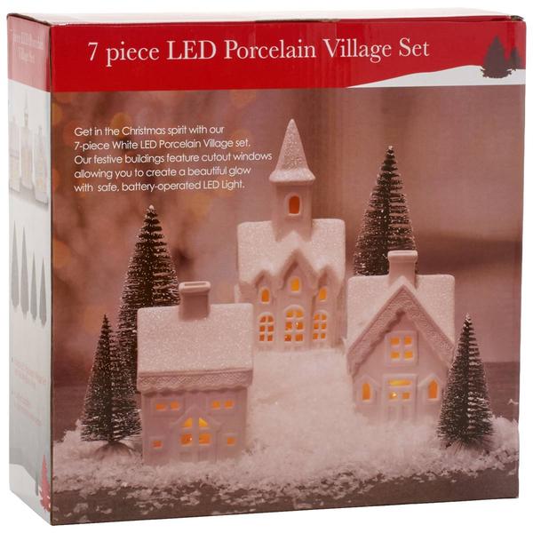7pc. LED Porcelain Village Set