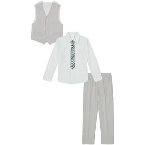 Boys (4-7) Van Heusen(R) Silver Heather Poplin Vest Dresswear Set alternate view