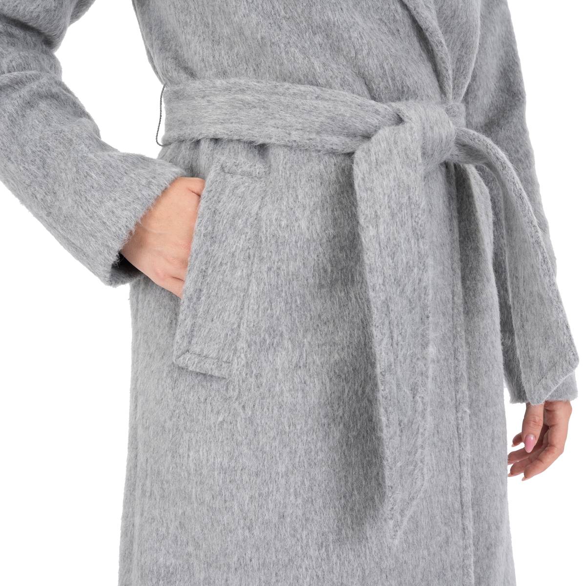 Womens Nine West Long Belted Wool Coat