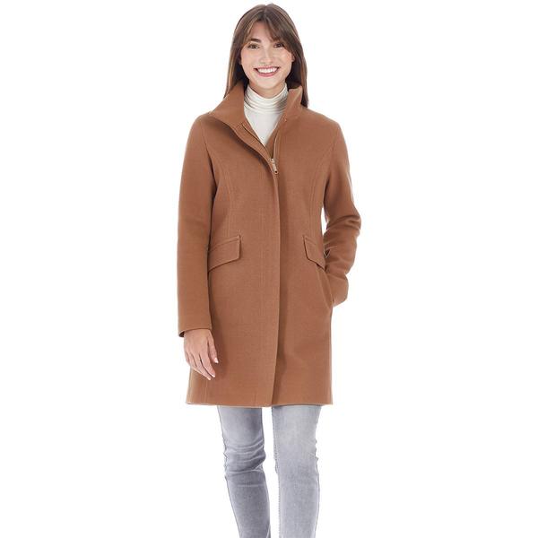Womens Nine West Full Zip Faux Wool Coat