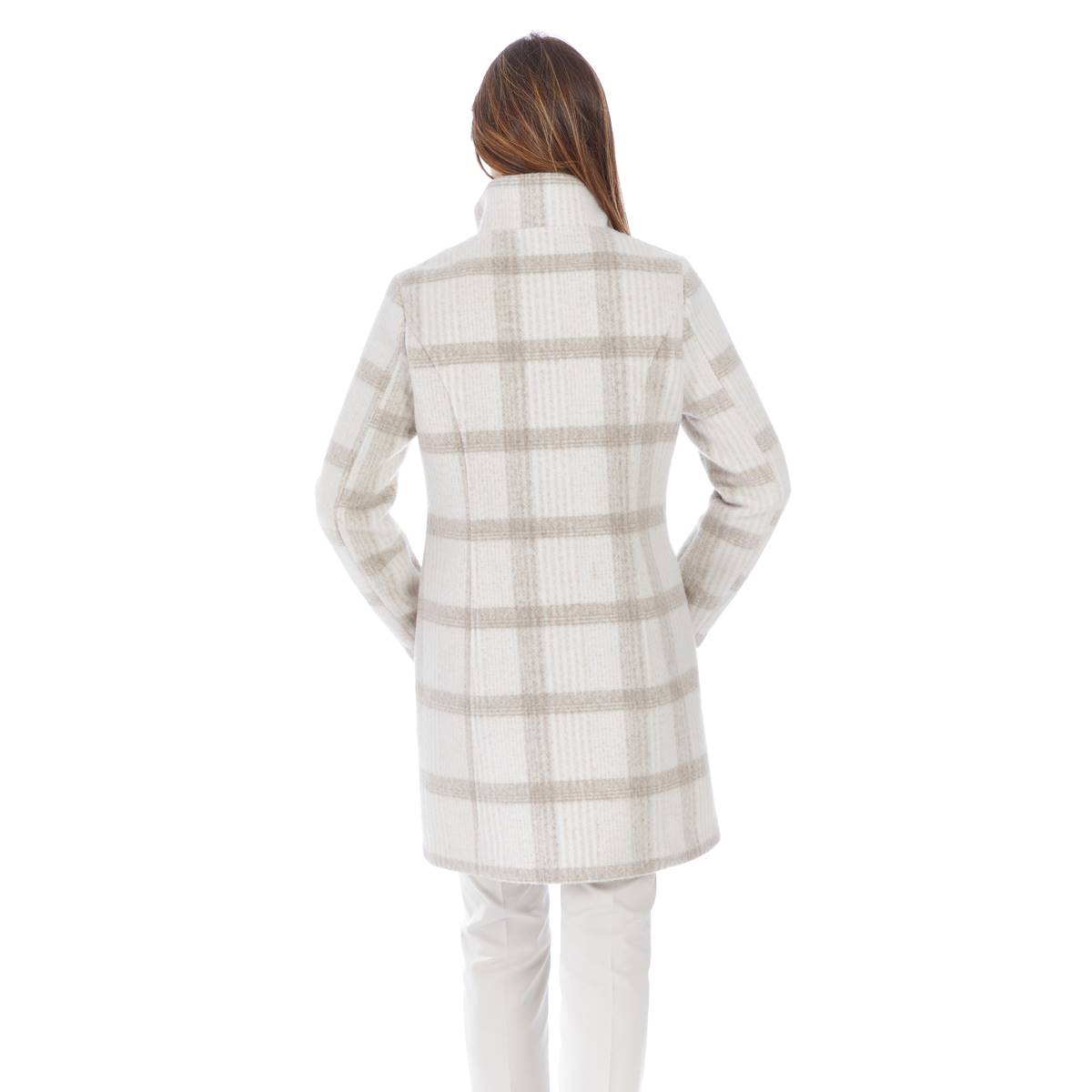 Womens Nine West Full Zip Faux Wool Plaid Coat