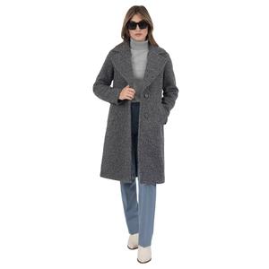 Womens Nine West Single Breasted Faux Wool Boucle Coat