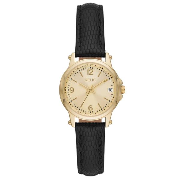 Womens RELIC by Fossil Gold-Tone & Black Strap Watch - ZR34630