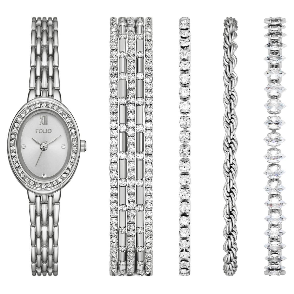 Womens Folio Silver Dial WatchBracelet Set - FMDFL2079 25$