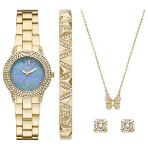 Womens Folio Mother of Pearl Watch & Jewelry Set - FMDFL2095