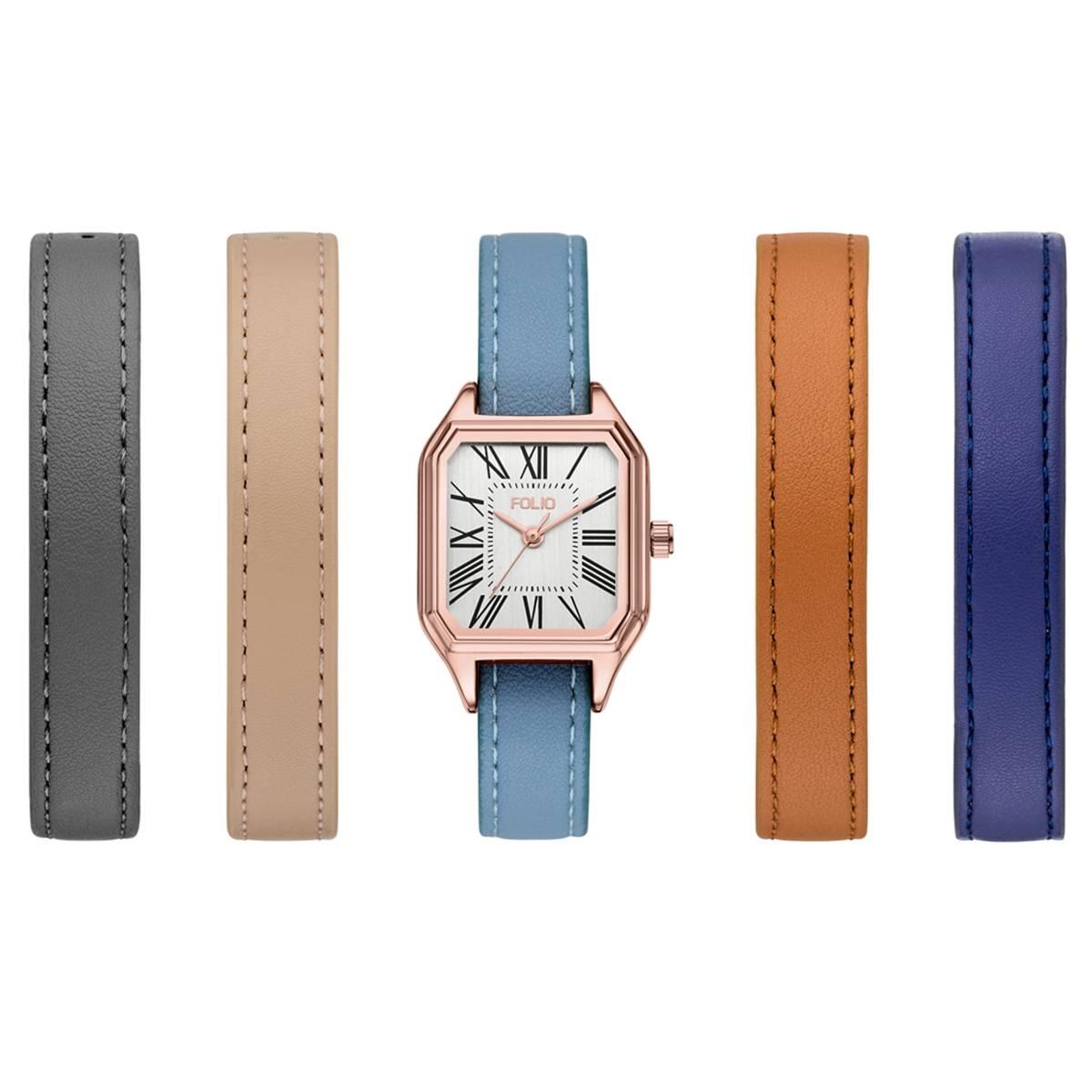 Womens Folio Interchangeable Strap Watch Gift Set - FMDFL2102 25$