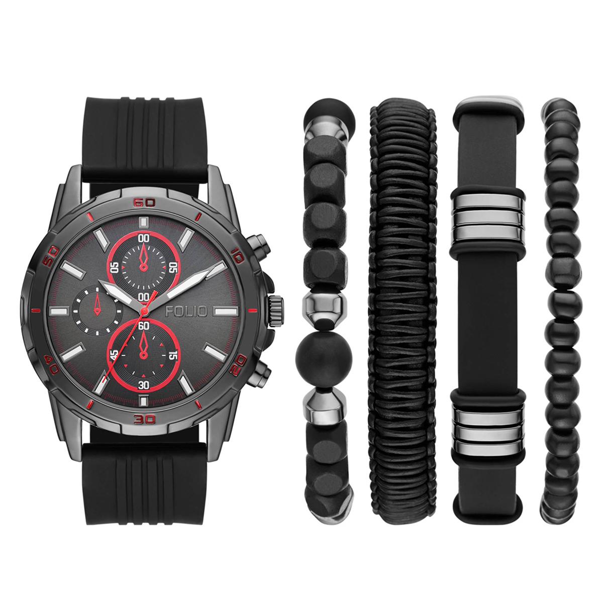 Mens Folio Black Watch Bracelet Set - FMDFL6057 25$