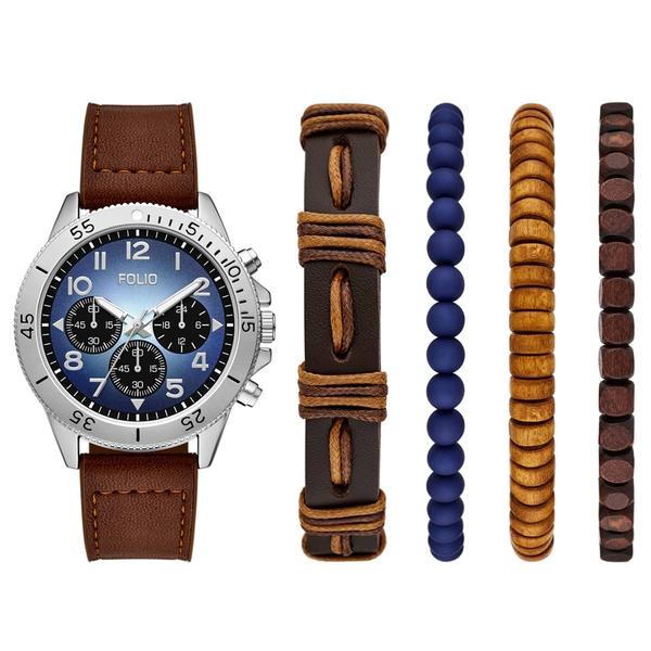 Mens Folio Purple Sunray Dial Watch & Bracelet Set - FMDFL6088