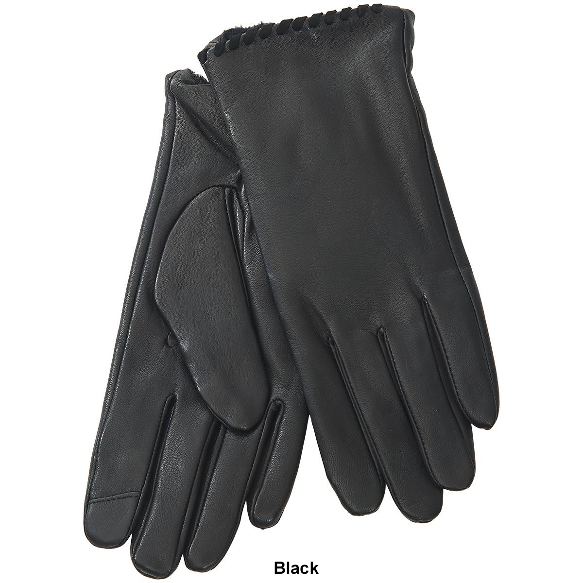 Womens Fownes Leather Whipstitch Hem Gloves