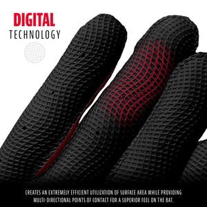 Franklin(R) Adult Digitek Batting Gloves - Black/Red alternate view