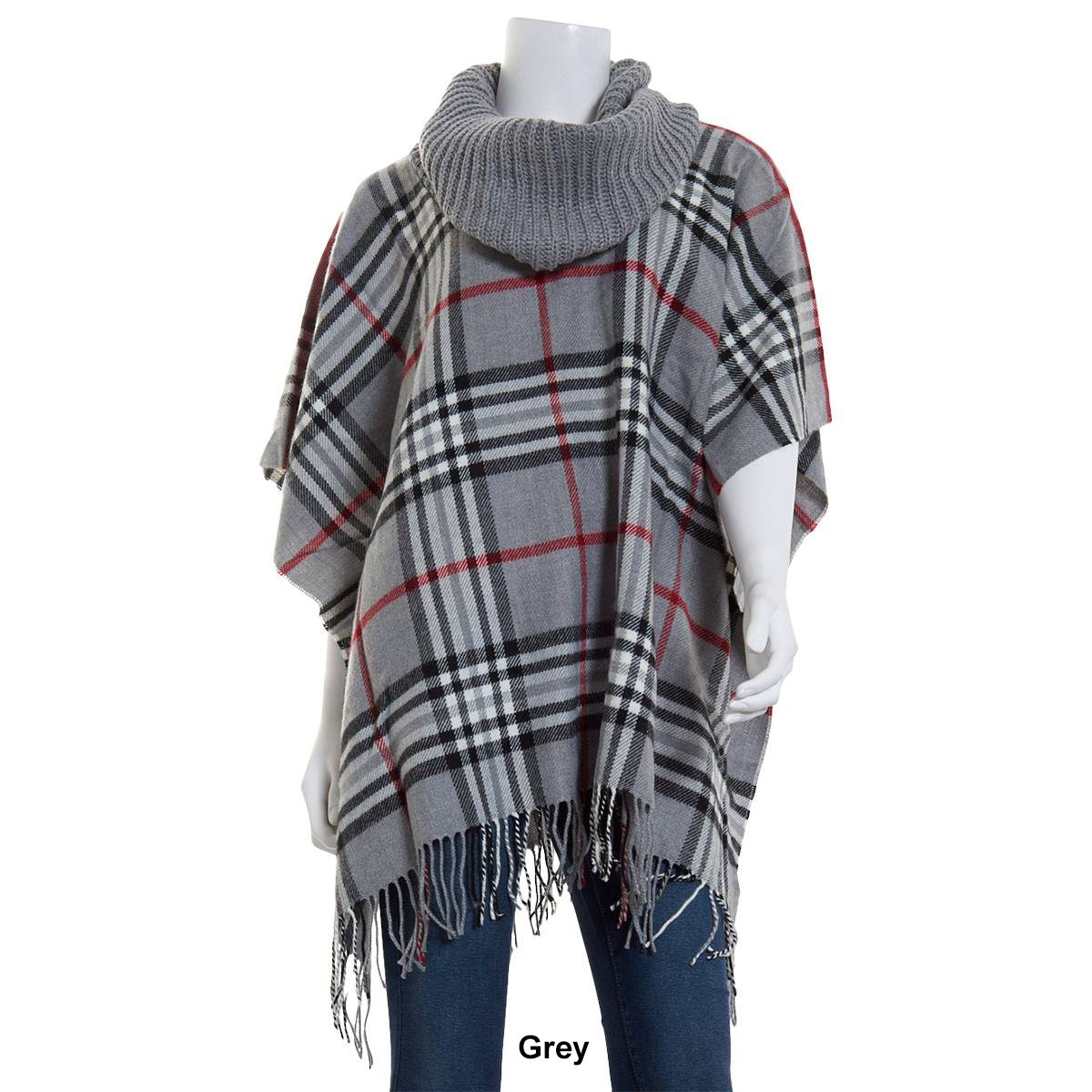 Womens V.Frass Woven Plaid Poncho