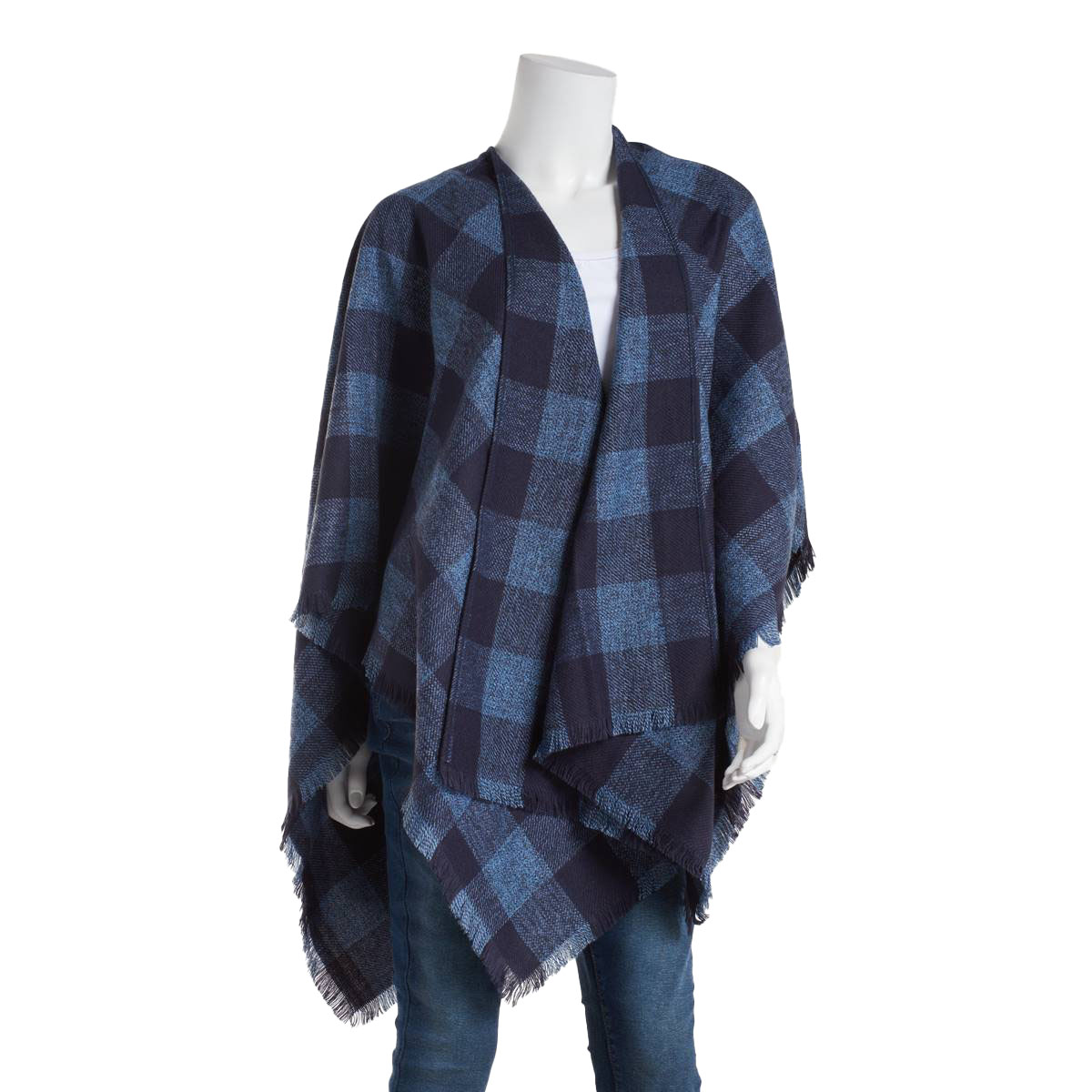 Womens V.Fraas Buffalo Plaid Ruana