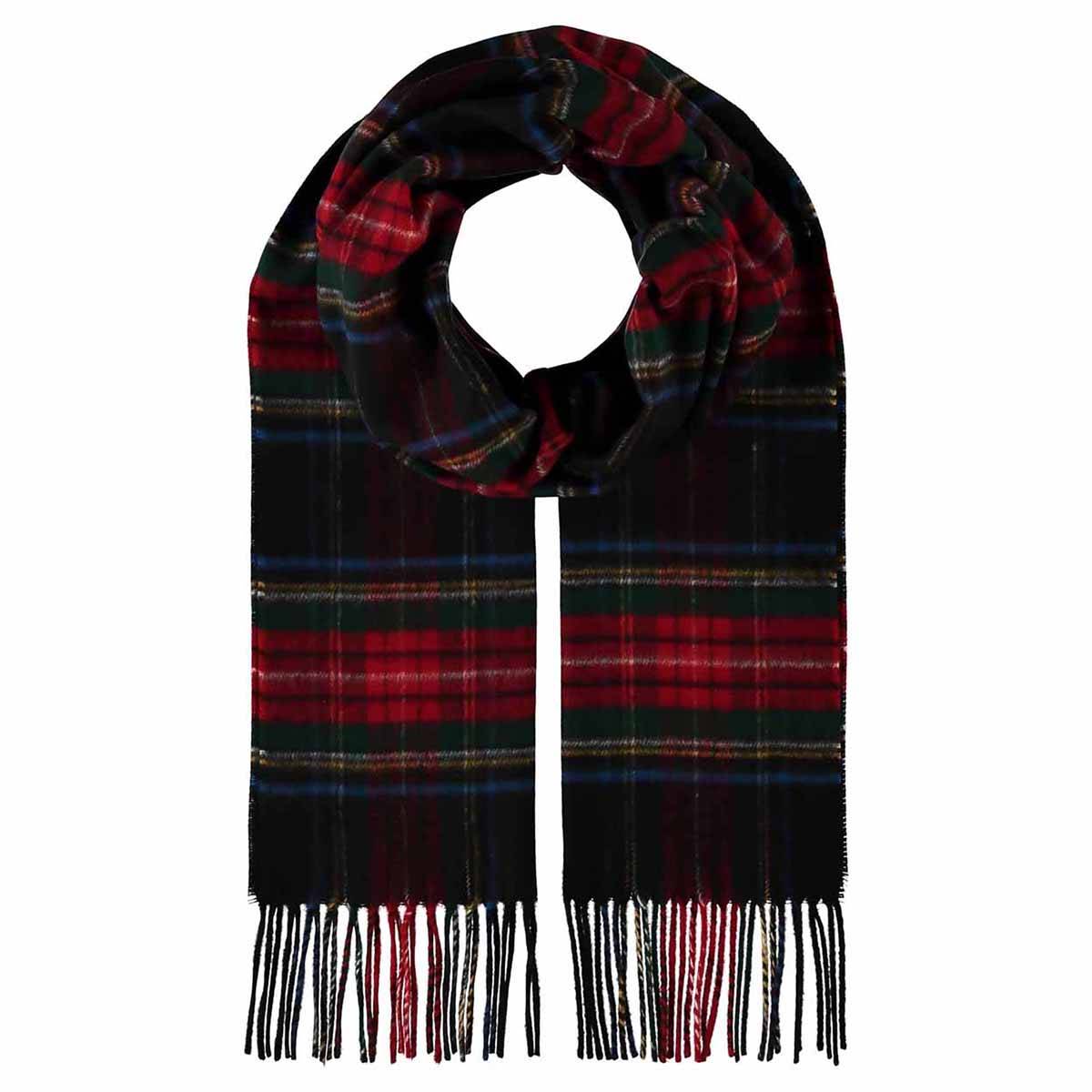 Womens V.Fraas Classic Tartan Cashmink Muffler Scarf - Black