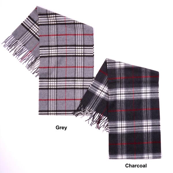 Mens V. Fraas Classic Plaid Print Scarf w/ Fringe alternate view