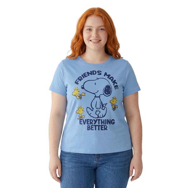 Juniors Plus Freeze Snoopy Friends Make Everything Better Tee
