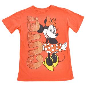 Girls (7-16) Disney Short Sleeve Cute Rhinestone Minnie Mouse Tee