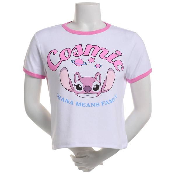 Juniors Freeze Cosmic Angel Ringer Cropped Graphic Tee