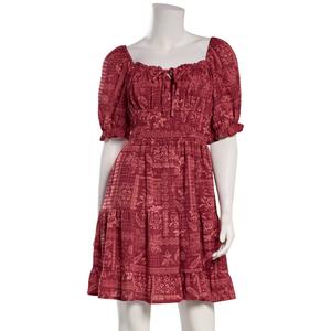 Juniors Jolt Puff Sleeve Ruch Waist A-Line Dress alternate view