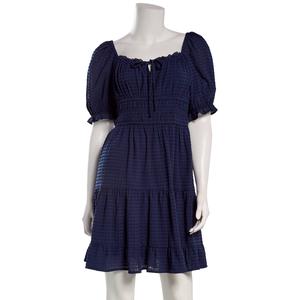 Juniors Jolt Puff Sleeve Ruch Waist Gauze A-Line Dress alternate view