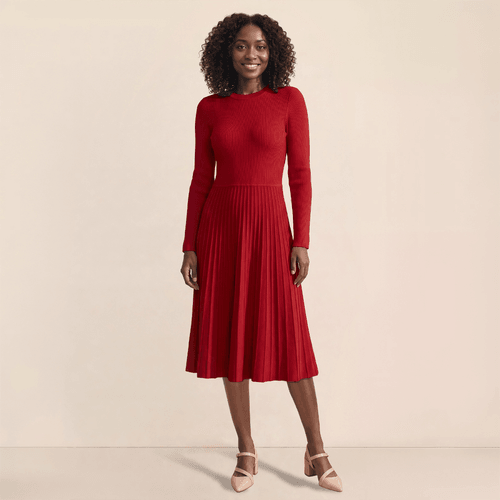 Womens Draper James Long Sleeve Lurex Sweater Dress