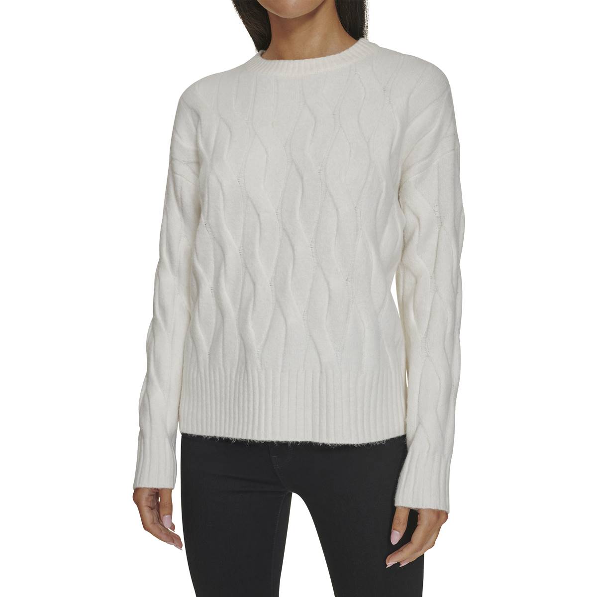 Womens Calvin Klein Long Sleeve Twisted Cable Sweater