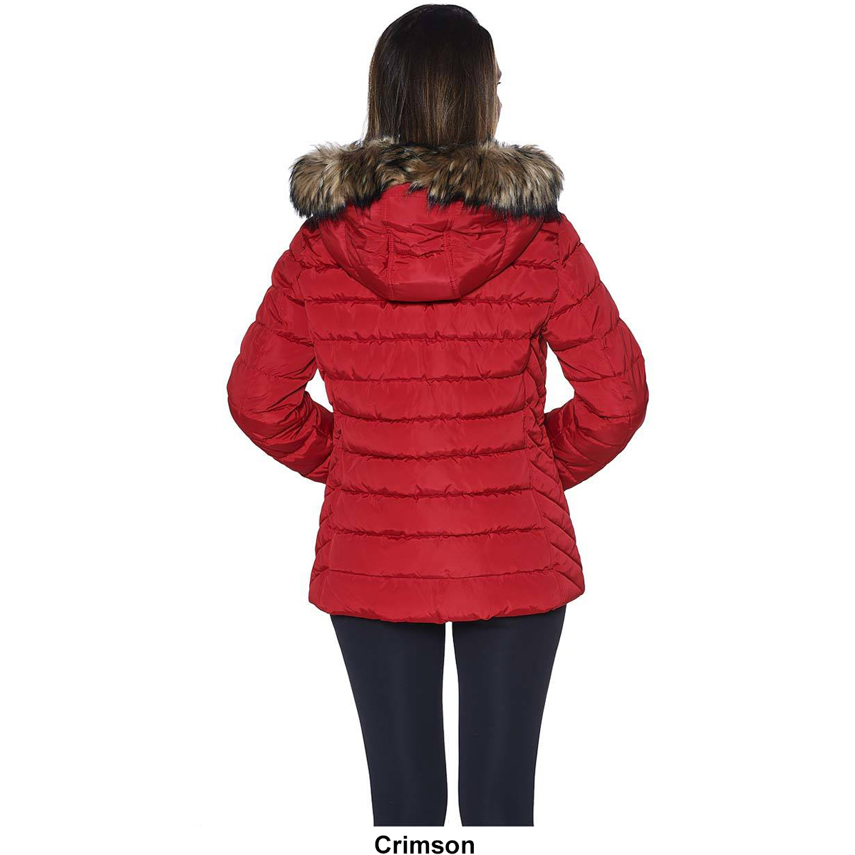 Womens Tommy Hilfiger Short Stretch Puffer Coat With Hood