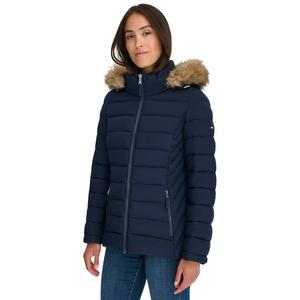 Womens Tommy Hilfiger Hooded Puffer Jacket with Faux Fur Trim alternate view