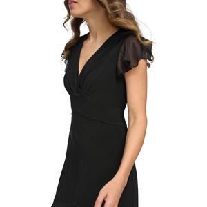 Womens Tommy Hilfiger Flutter Sleeve Mixed Media Midi Dress alternate view