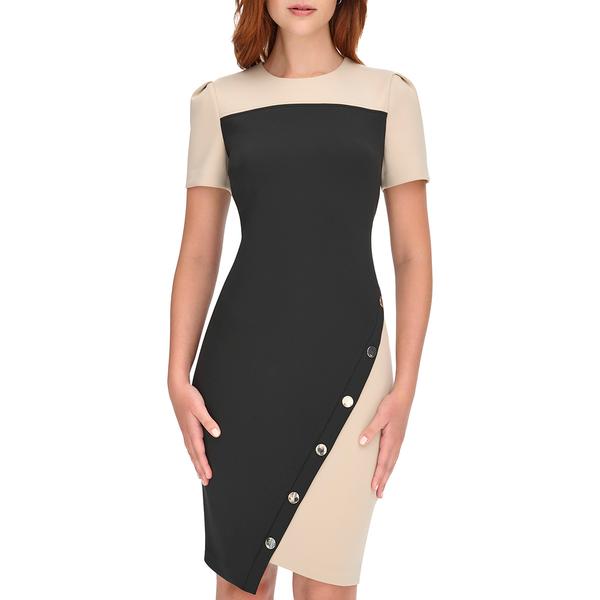 Womens Tommy Hilfiger Short Sleeve Asymmetric Button Sheath Dress