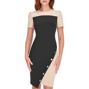 Womens Tommy Hilfiger Short Sleeve Asymmetric Button Sheath Dress
