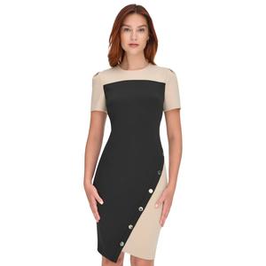 Womens Tommy Hilfiger Short Sleeve Asymmetric Button Sheath Dress alternate view