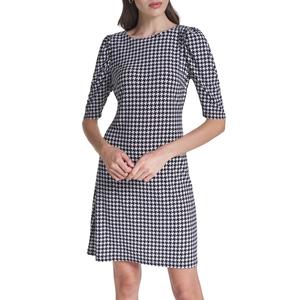 Womens Tommy Hilfiger Elbow Sleeve Houndstooth Sheath Dress