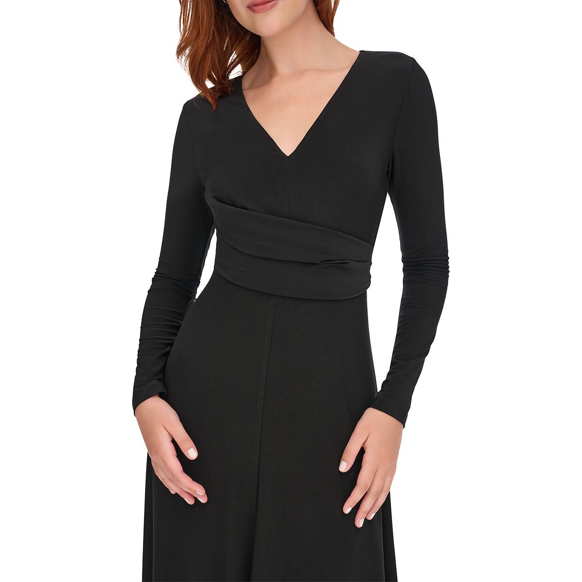 Womens Tommy Hilfiger Long Sleeve Jersey A-Line Midi Dress