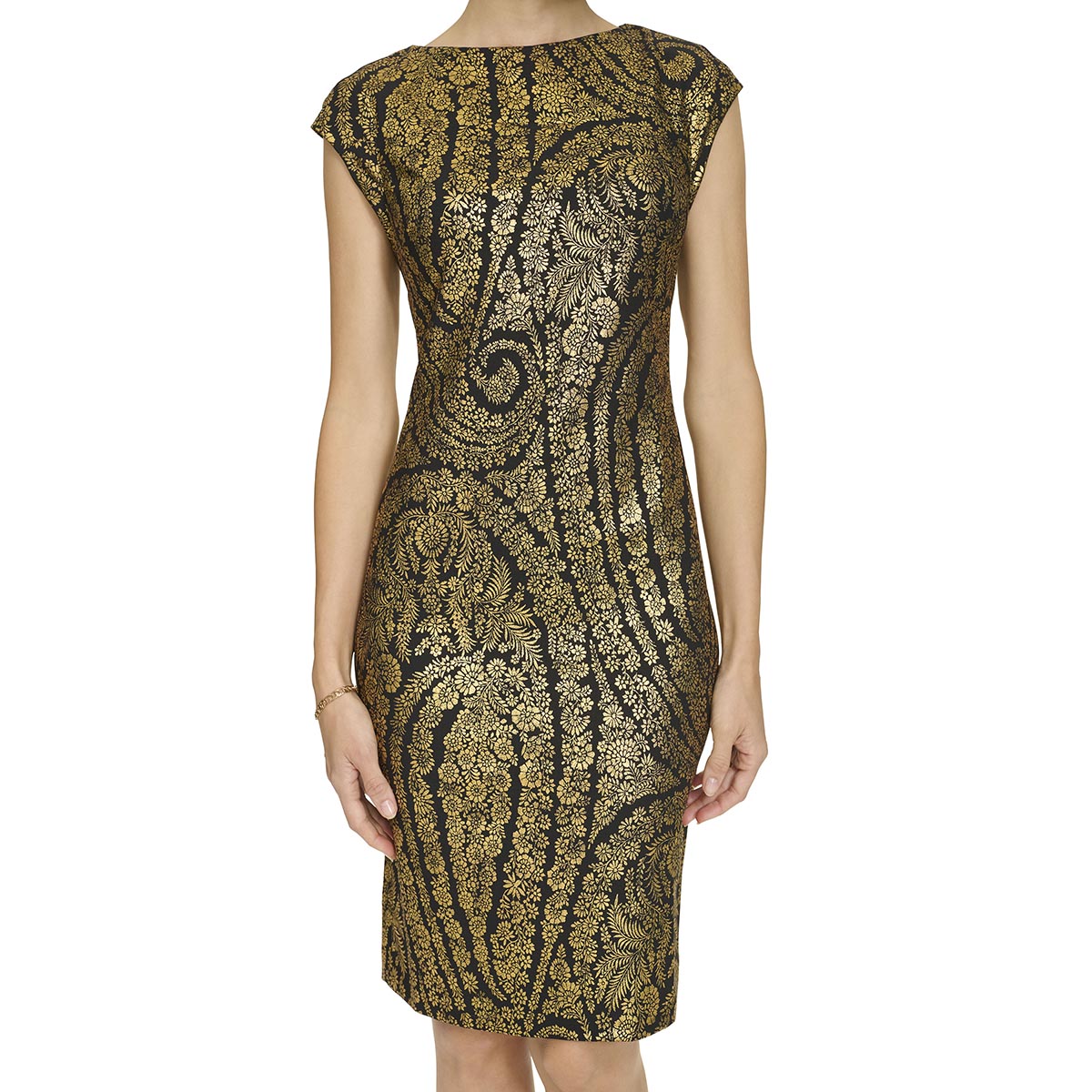 Womens Tommy Hilfiger Cap Sleeve Foil Sheath Dress