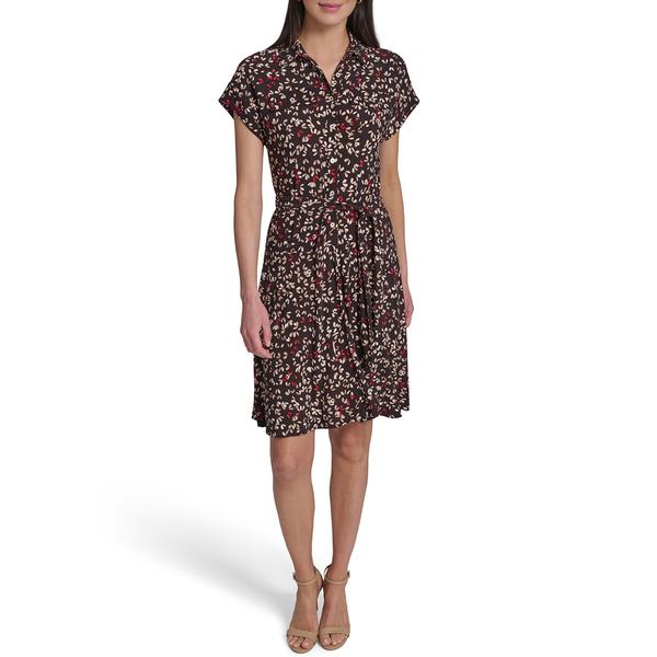 Womens Tommy Hilfiger Short Sleeve Abstract Jersey A-Line Dress