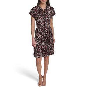 Womens Tommy Hilfiger Short Sleeve Abstract Jersey A-Line Dress