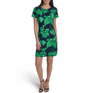 Womens Tommy Hilfiger Short Sleeve Tropical Leaf Shift Dress